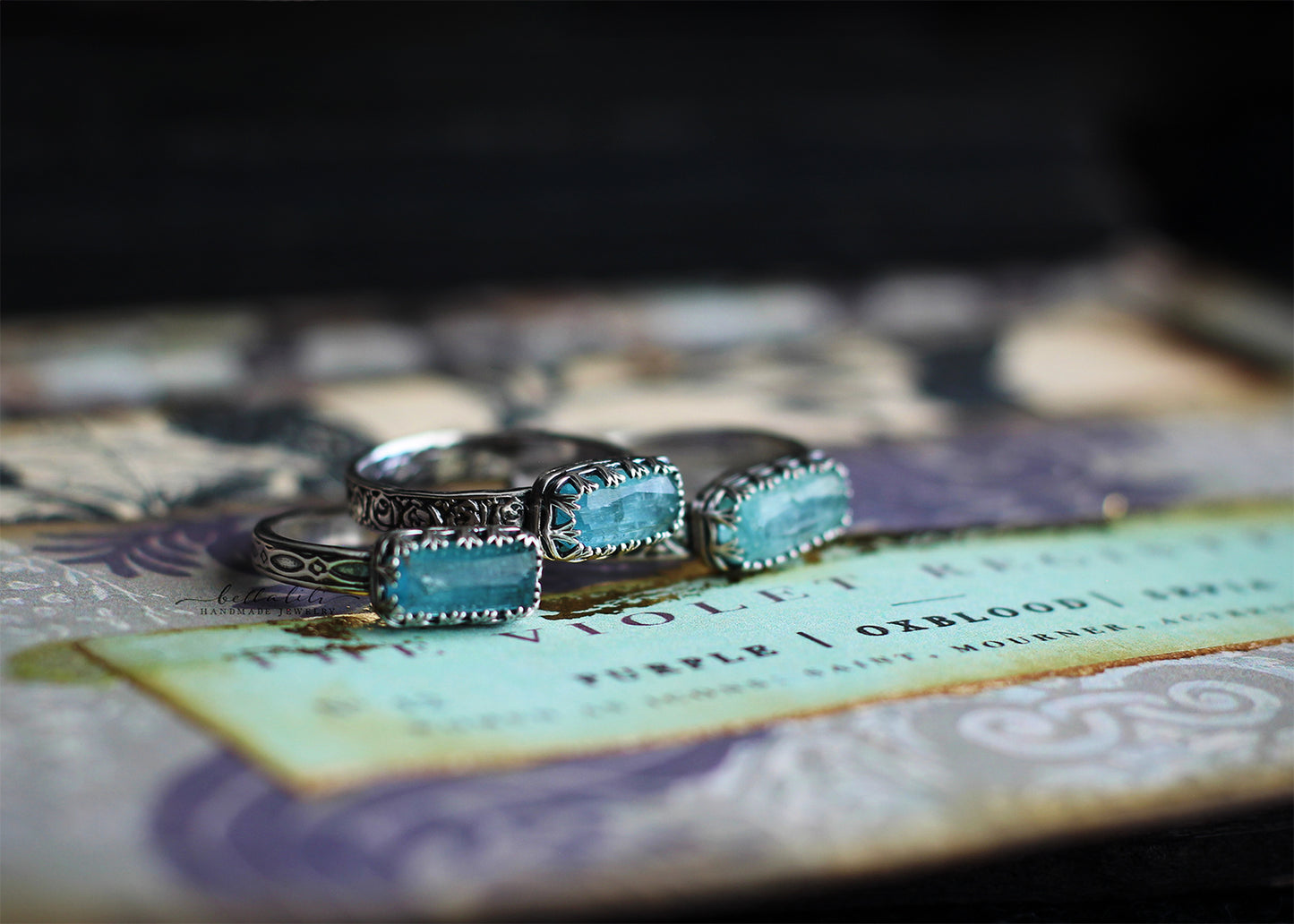Baguette Stacker Rings, Blue Tourmaline
