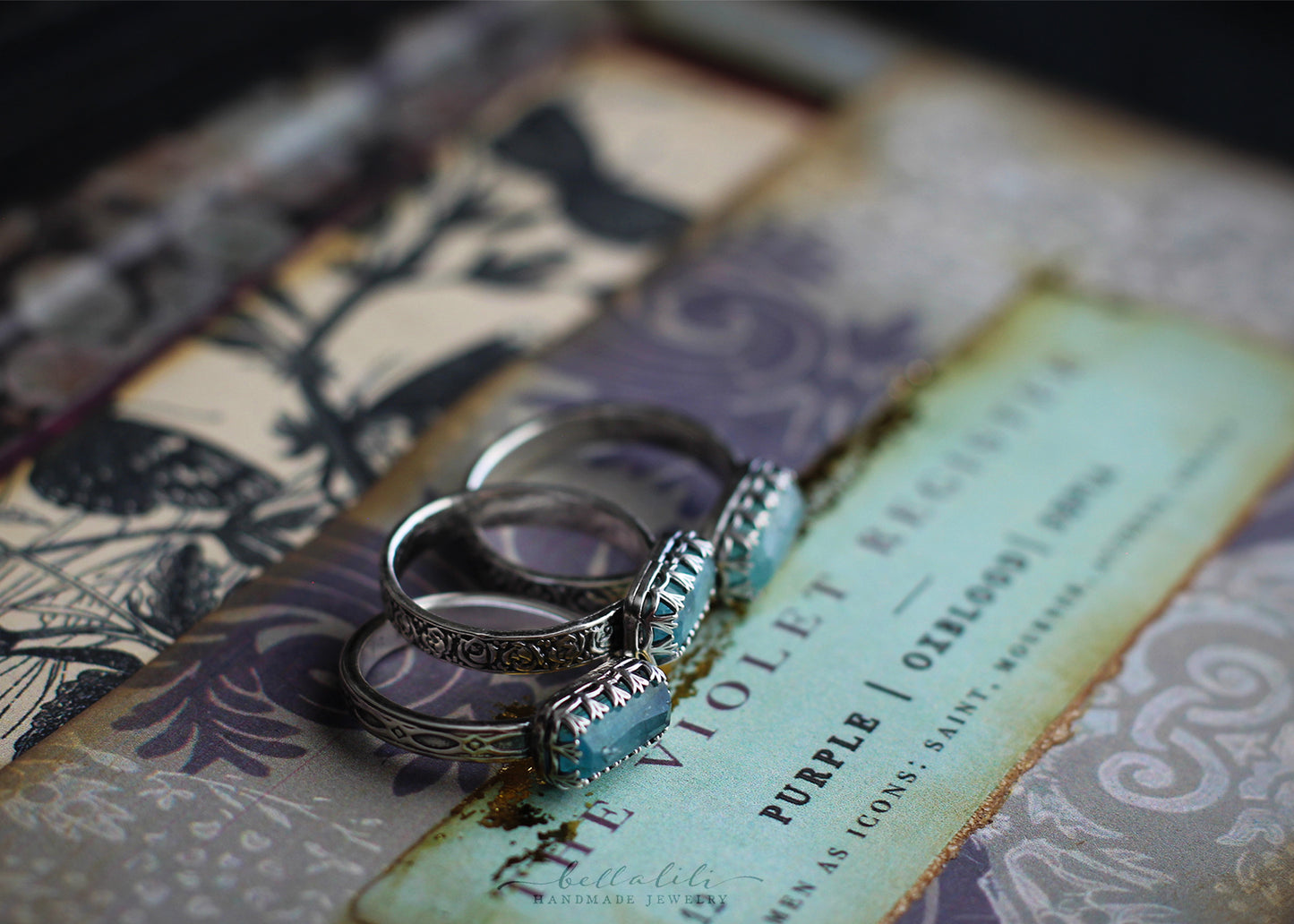 Baguette Stacker Rings, Blue Tourmaline