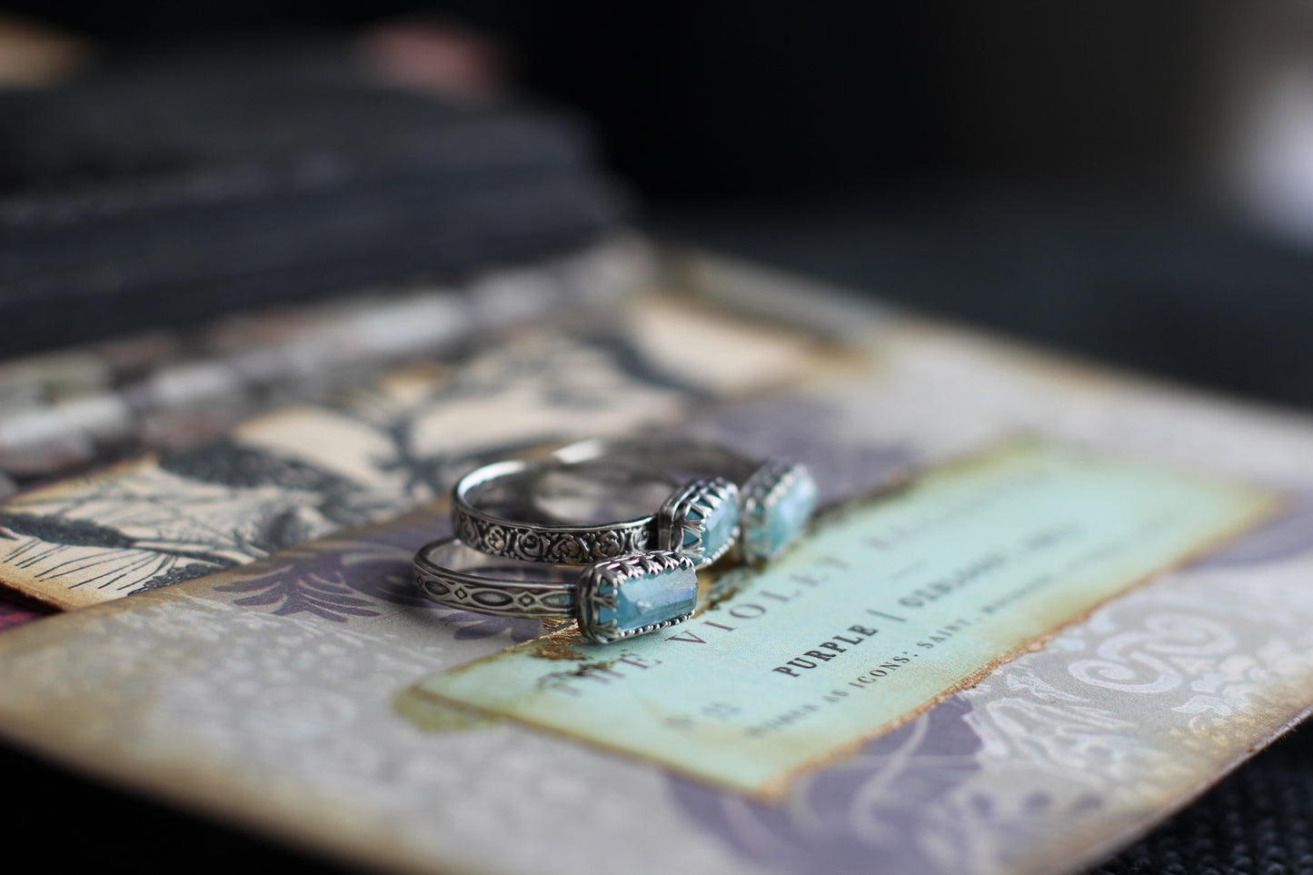 Baguette Stacker Rings, Blue Tourmaline