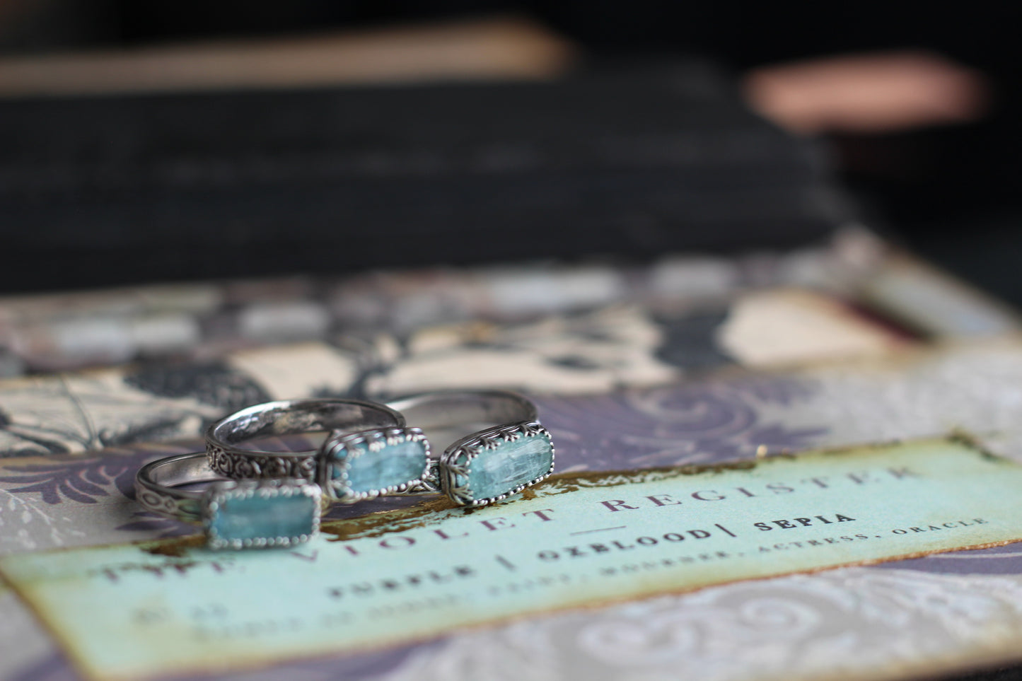 Baguette Stacker Rings, Blue Tourmaline
