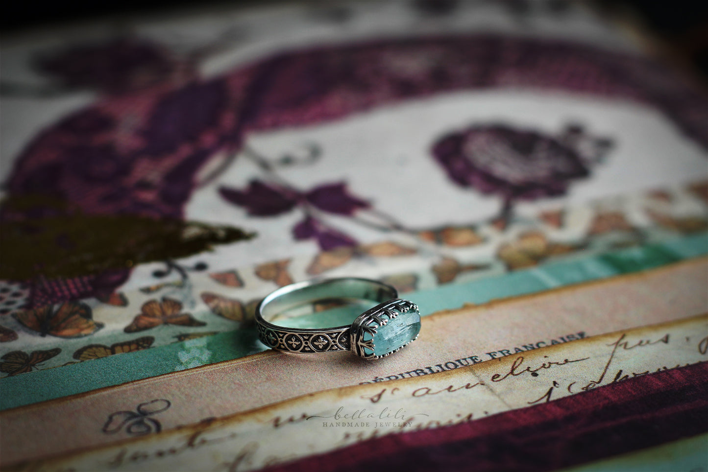 Baguette Stacker Rings, Blue Tourmaline