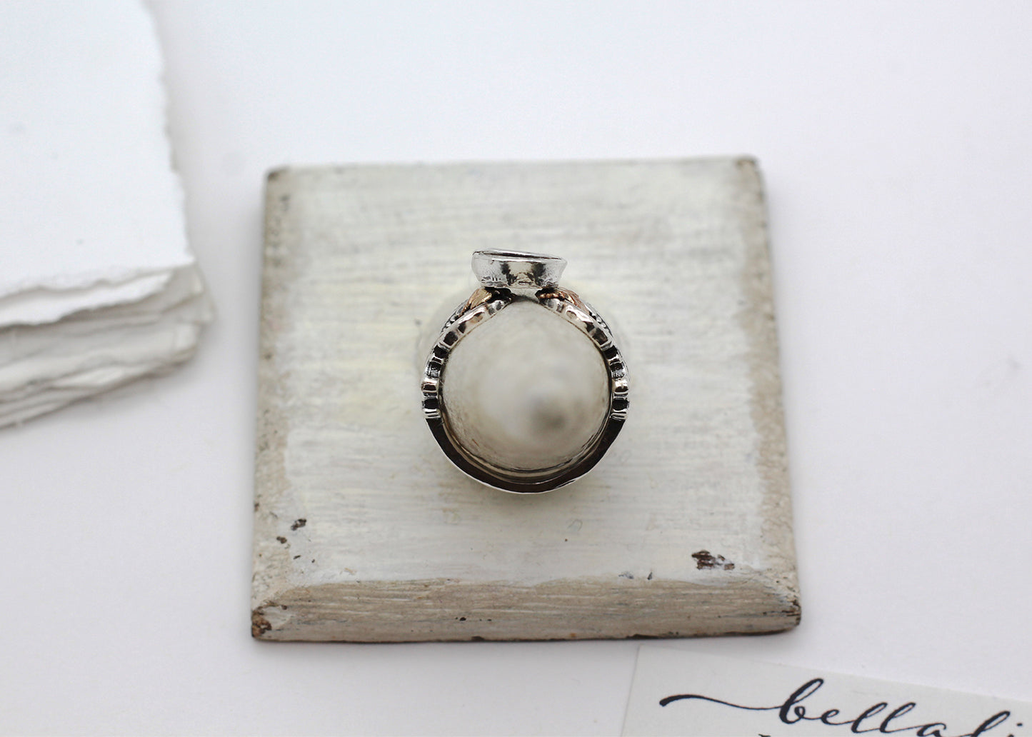 Salvaged Rose ring, Sterling & 14k GF