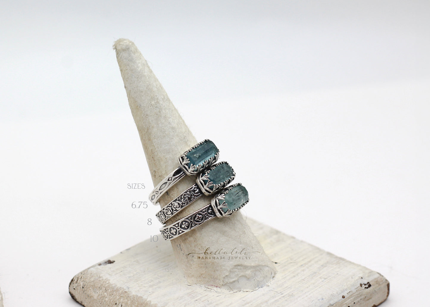 Baguette Stacker Rings, Blue Tourmaline