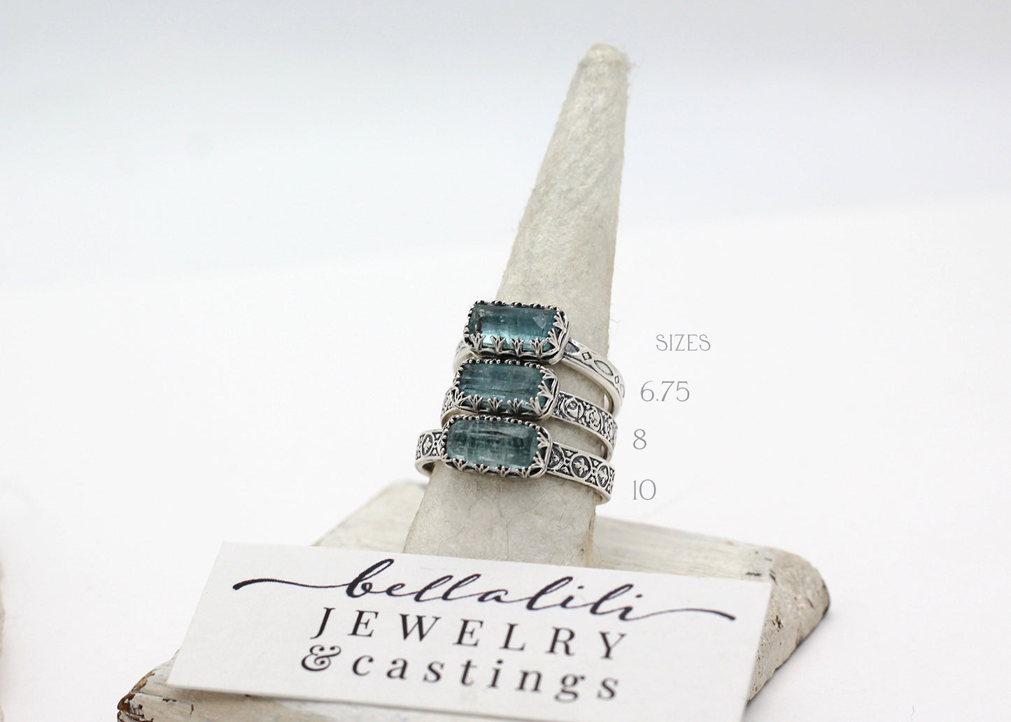 Baguette Stacker Rings, Blue Tourmaline