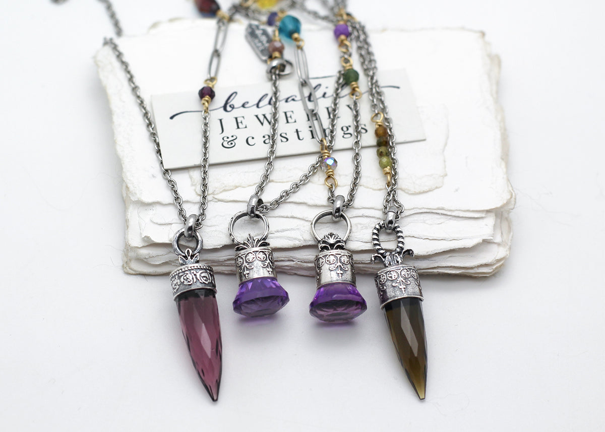 Violette de Bordeaux No. 1,  Natural Fantasy Cut Amethyst Pendulum Necklace