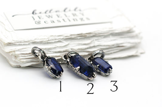 Blue Kyanite Baguette Charms in Sterling Silver