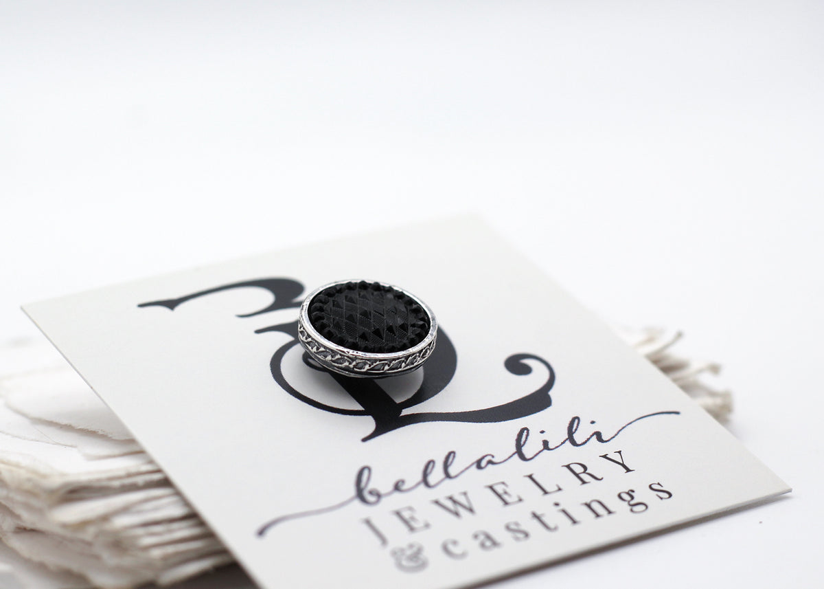 Haggatha's Black Mourning Pin, Sterling Silver Lapel Pin
