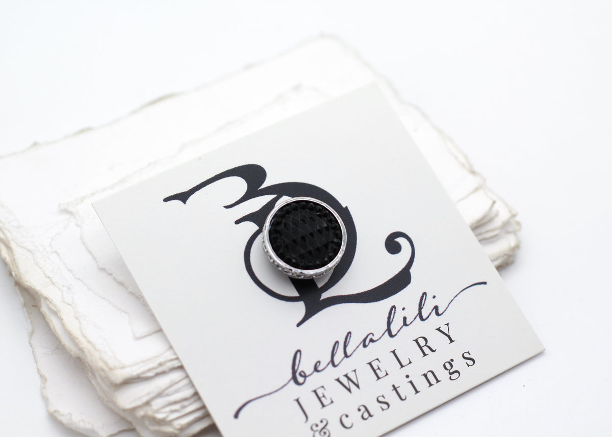 Haggatha's Black Mourning Pin, Sterling Silver Lapel Pin