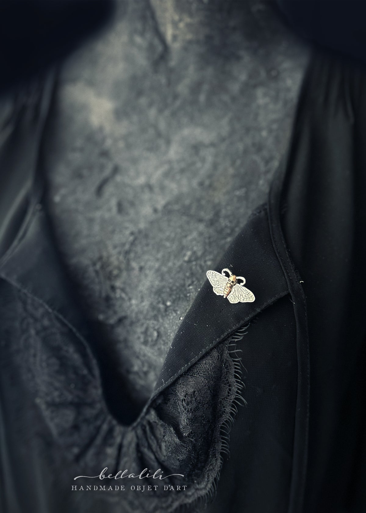 Deathshead Moth Pin, Sterling Silver Lapel Pin