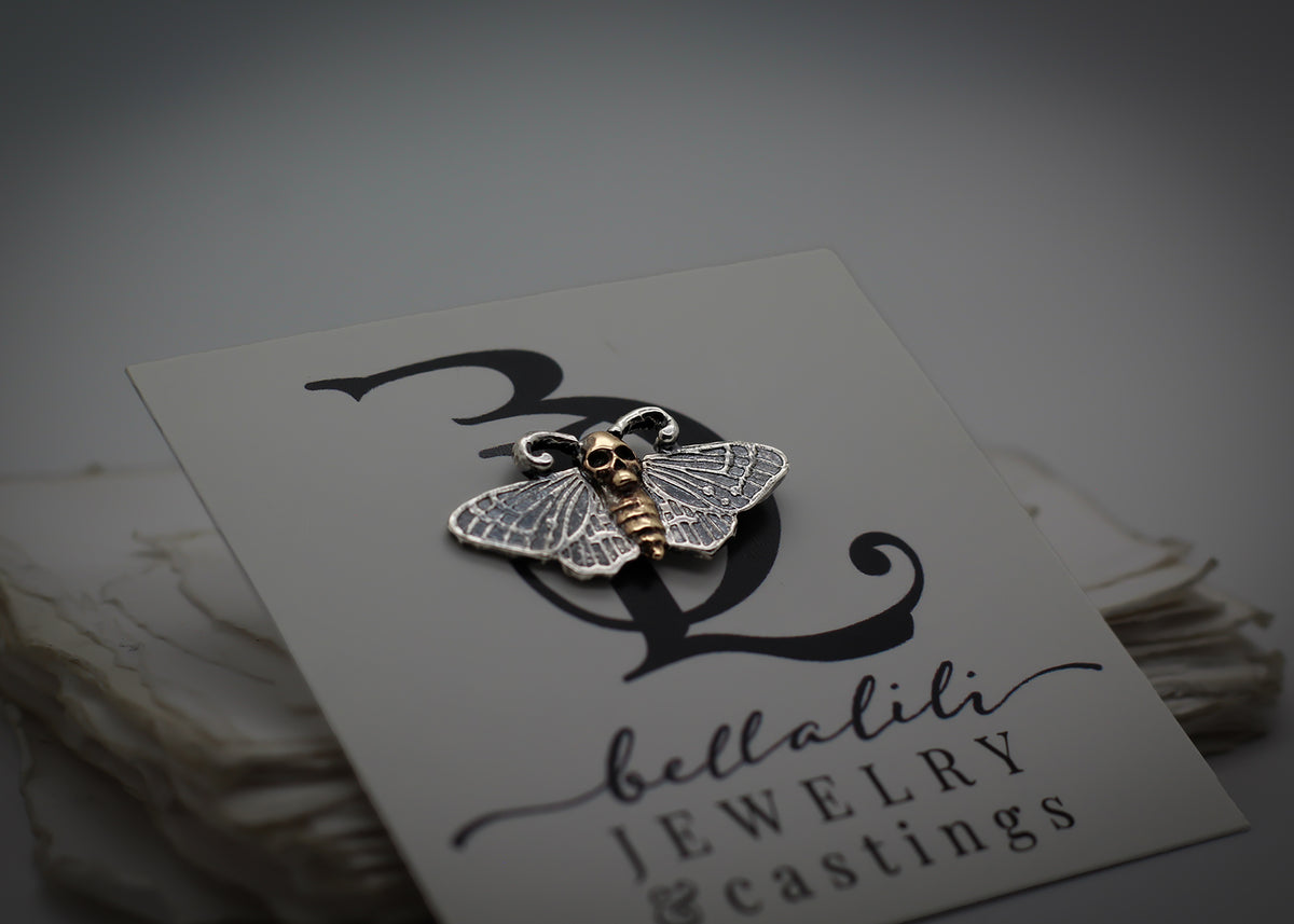 Deathshead Moth Pin, Sterling Silver Lapel Pin