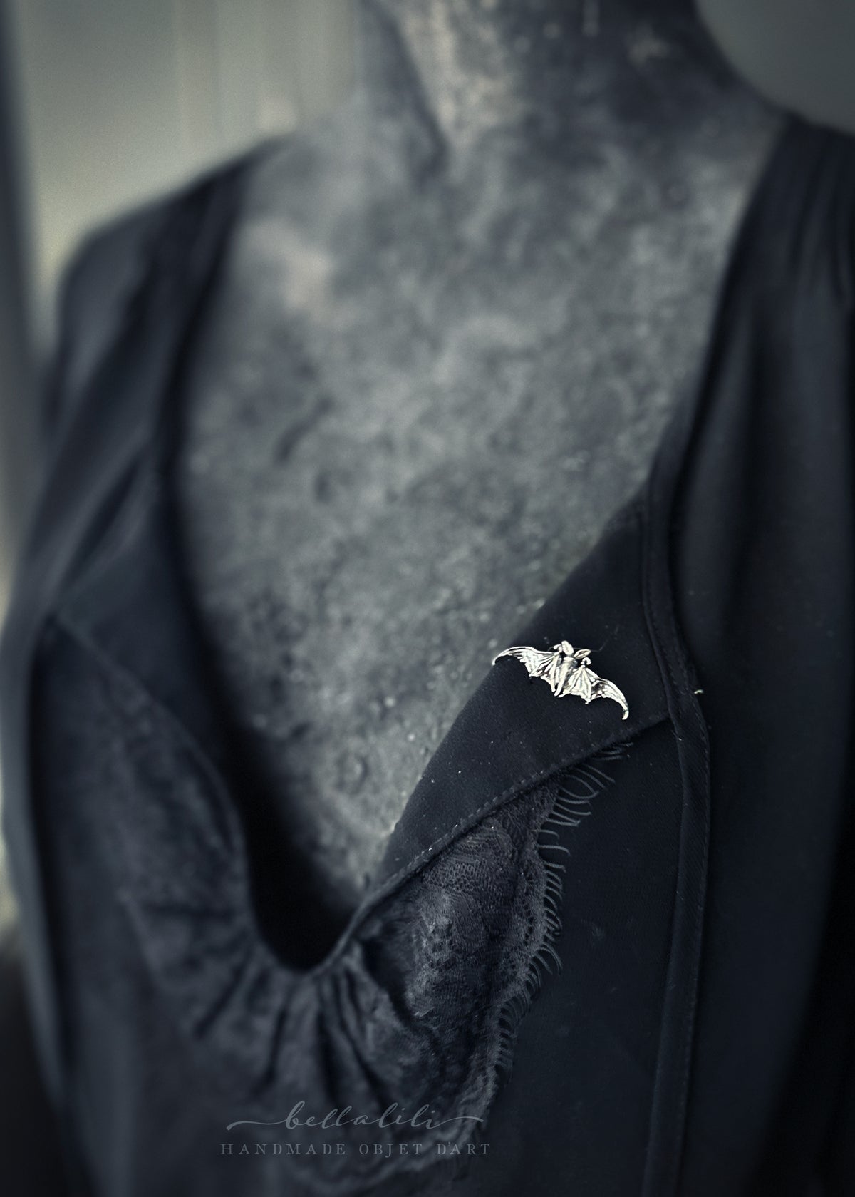 Bat Pin, Sterling Silver Lapel Pin
