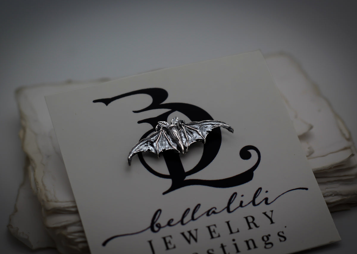 Bat Pin, Sterling Silver Lapel Pin