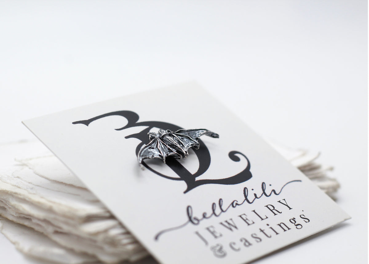 Bat Pin, Sterling Silver Lapel Pin