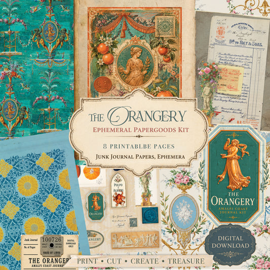 The Orangery Mini Digital Journal Kit | Amalfi Coast Printable Papers and Fussy Cuts