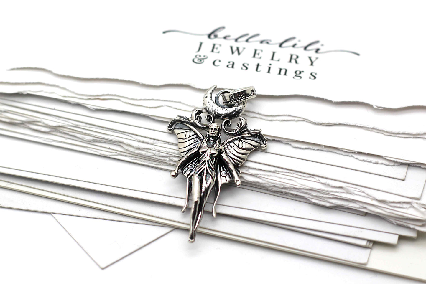 Thotiana Lunar Fairy Queen, Art Nouveau Sterling Silver handmade pendant