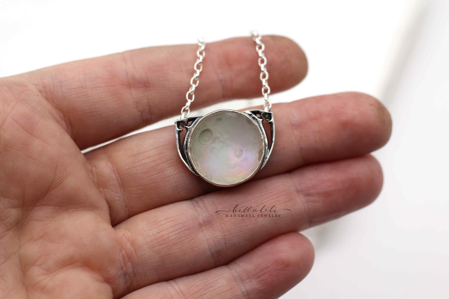 Altar of the Moon, Glow in the Dark Quartz Moon Doublet Necklace