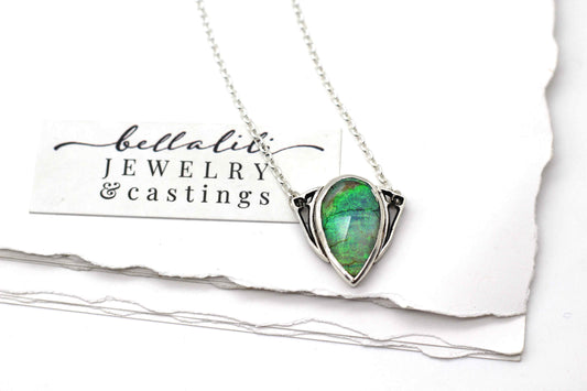 House of Libra, Green Opal Crystal Doublet Necklace