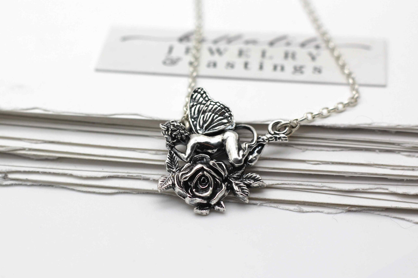 Wicked Rose Fey, Dark Art Nouveau Sterling silver Necklace