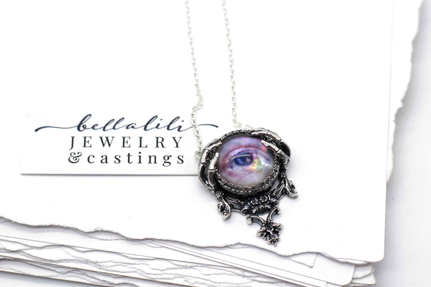 Lover's Eye, "Sinister" Antique reproduction Sterling silver Necklace