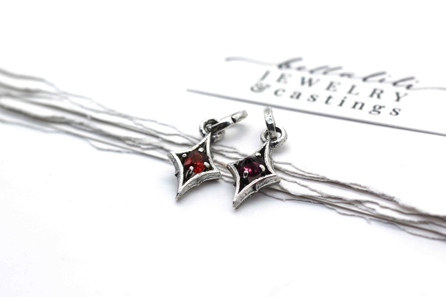 Bloodwine Spinel, Red Spinel & Gothic Star Sterling Silver Pendant