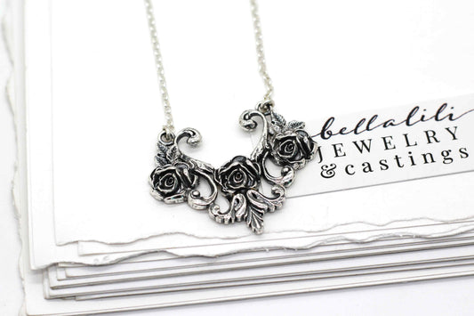 tres Rose, Sterling Silver Art Nouveau Necklace