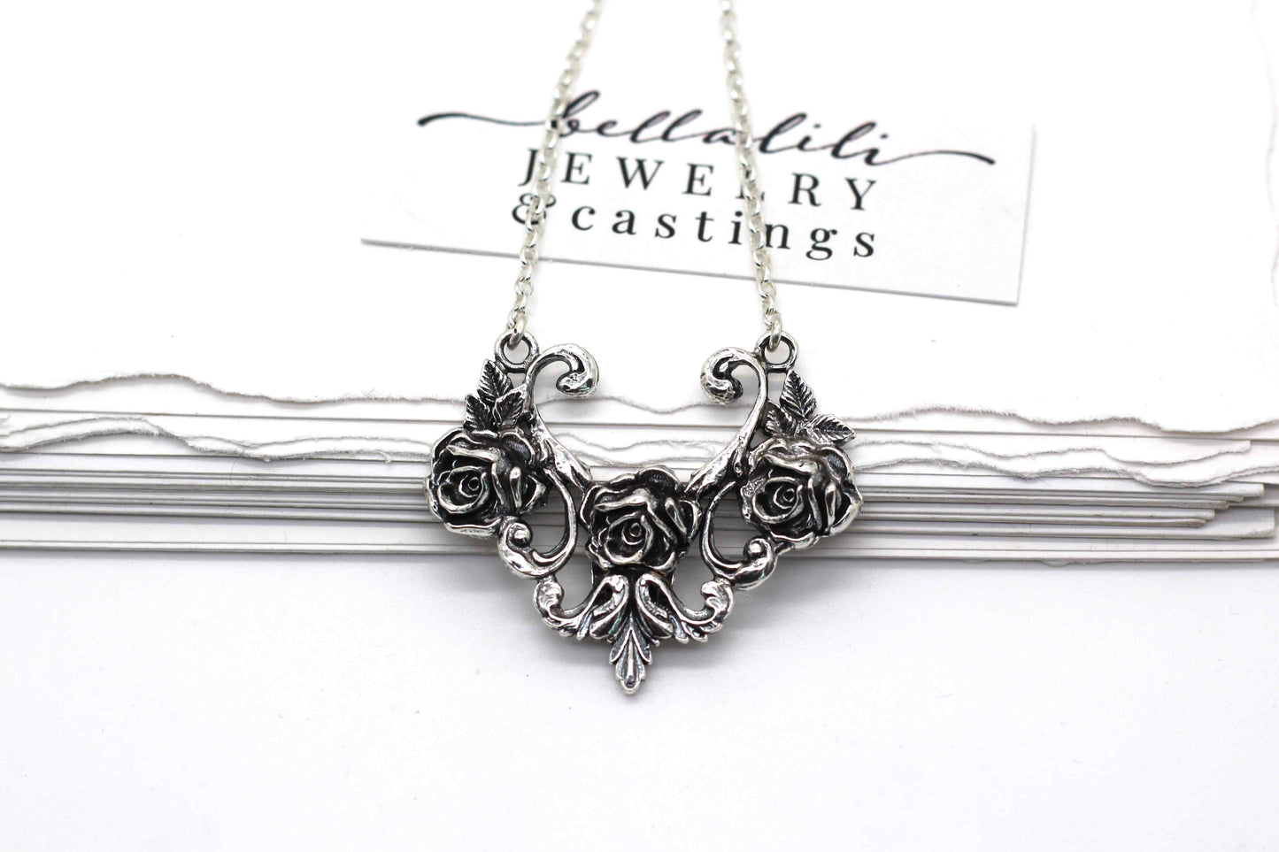 tres Rose, Sterling Silver Art Nouveau Necklace