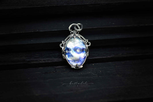 Delft Blue Gothic Lover's Eye Pendant, Sterling