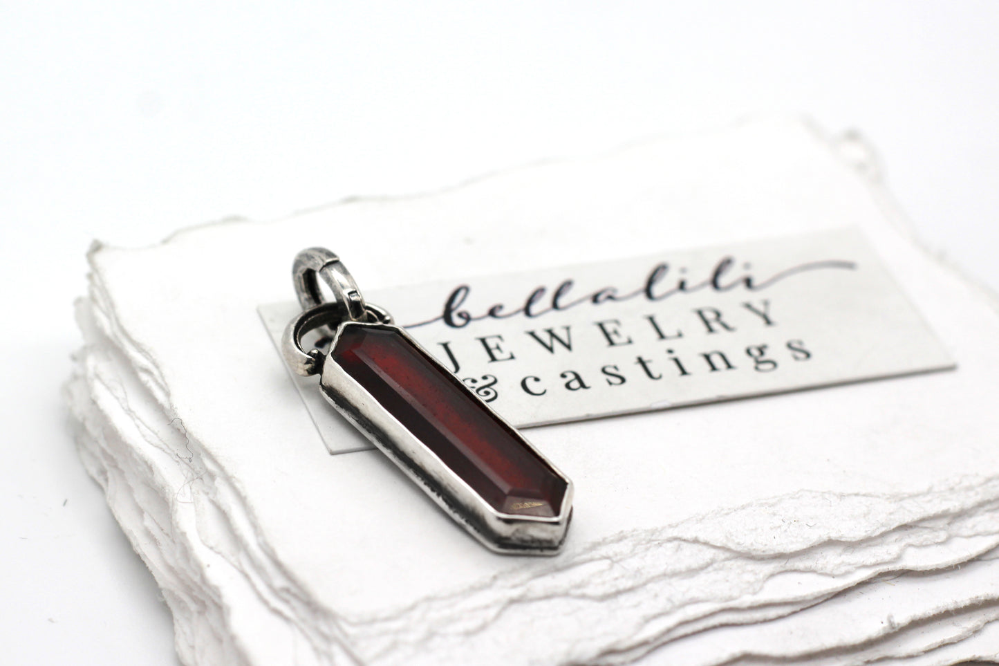 Sale! Garnet XL Hexagon Pendant, Sterling