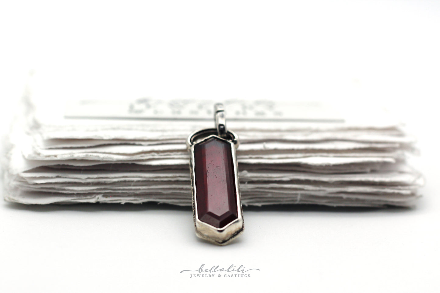 Sale! Garnet XL Hexagon Pendant, Sterling