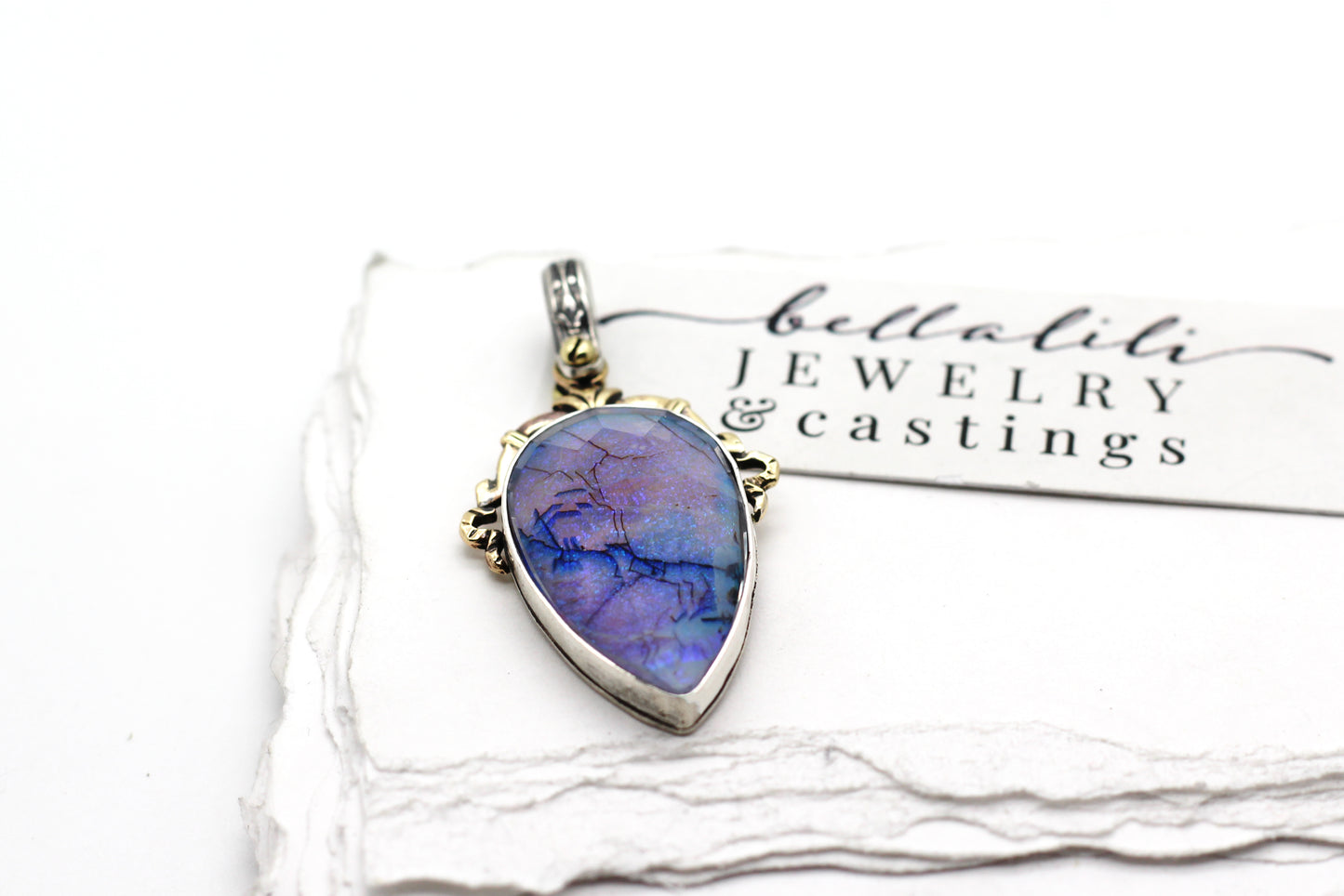 Large Purple Opal Doublet, House of Libra Sterling Silver Pendant