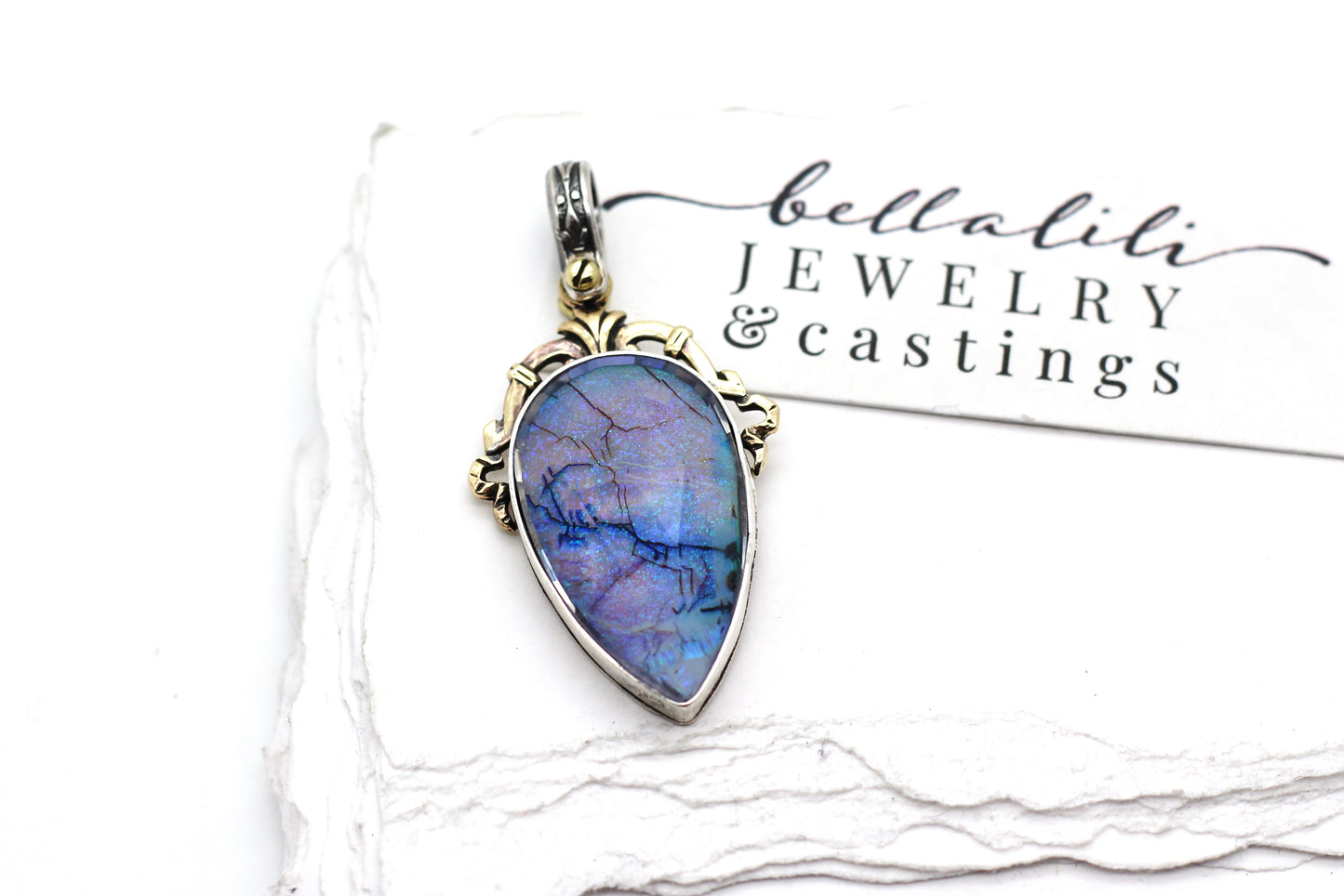 Large Purple Opal Doublet, House of Libra Sterling Silver Pendant