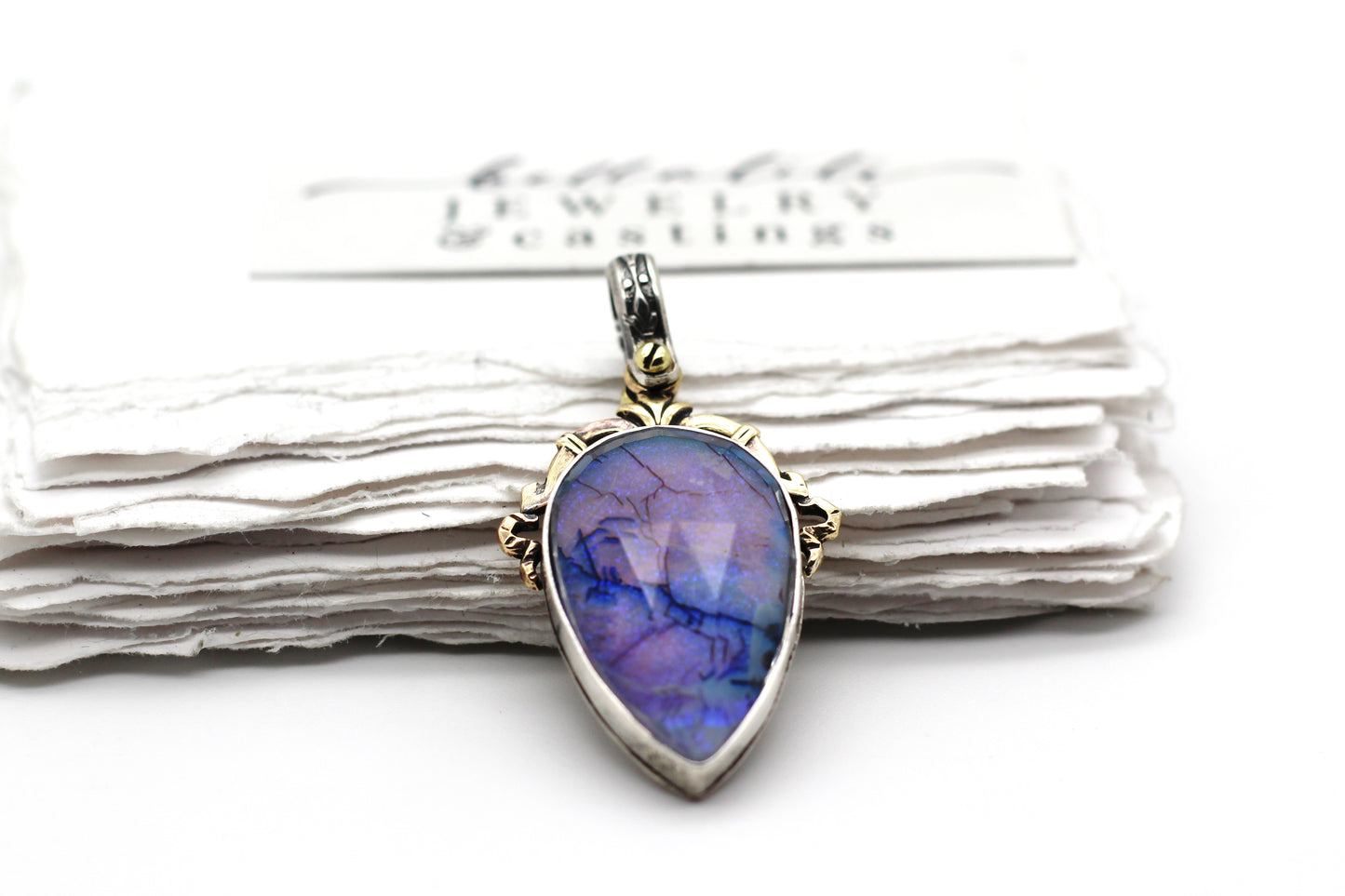 Large Purple Opal Doublet, House of Libra Sterling Silver Pendant