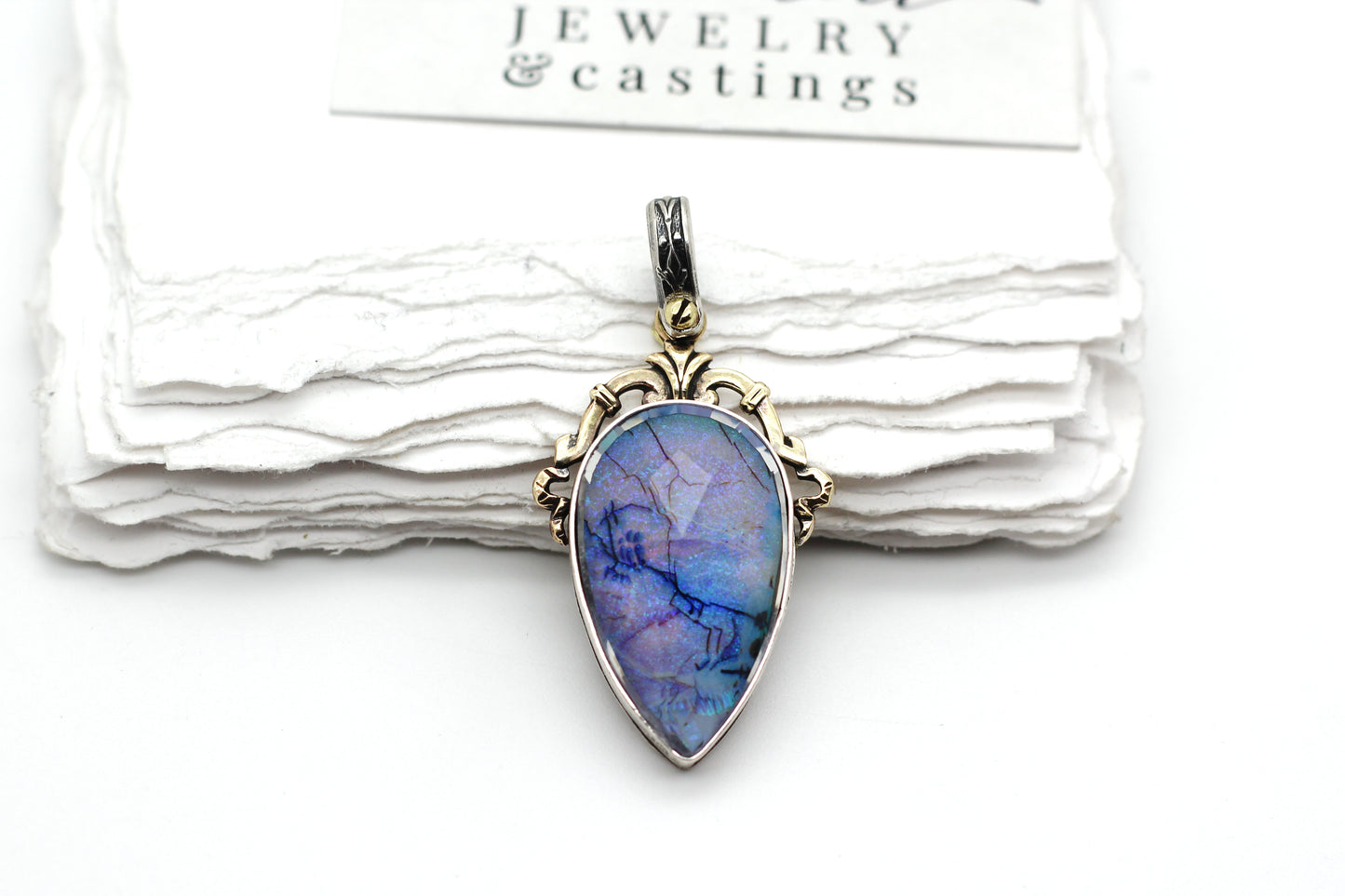 Large Purple Opal Doublet, House of Libra Sterling Silver Pendant