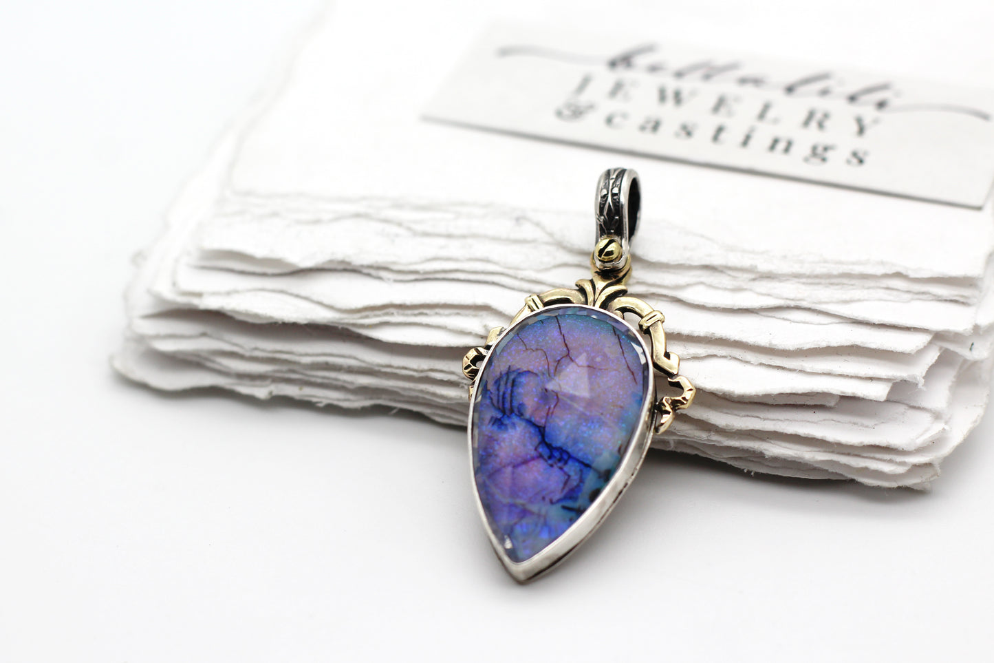 Large Purple Opal Doublet, House of Libra Sterling Silver Pendant