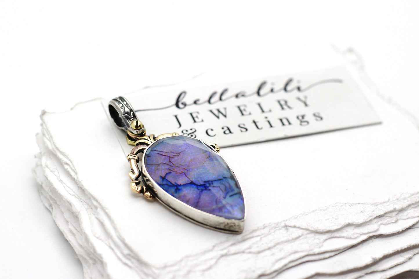 Large Purple Opal Doublet, House of Libra Sterling Silver Pendant