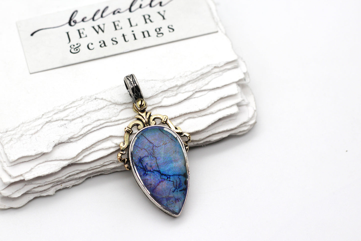 Large Purple Opal Doublet, House of Libra Sterling Silver Pendant