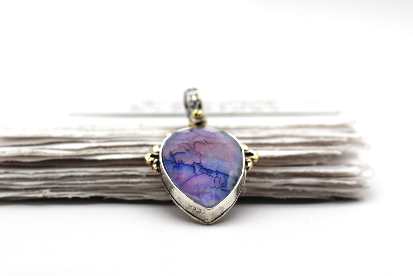 Large Purple Opal Doublet, House of Libra Sterling Silver Pendant