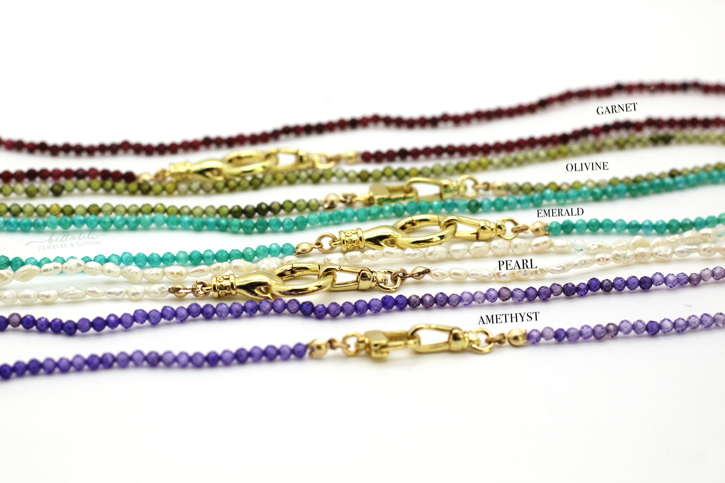 18" Gold & Gemstone Beaded Chain