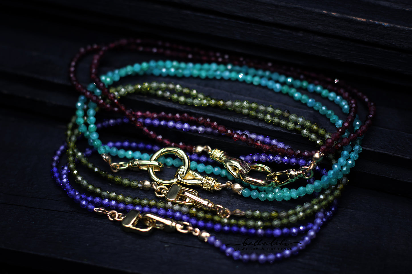 18" Gold & Gemstone Beaded Chain