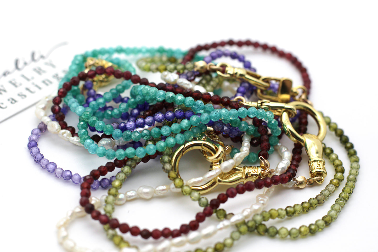 18" Gold & Gemstone Beaded Chain