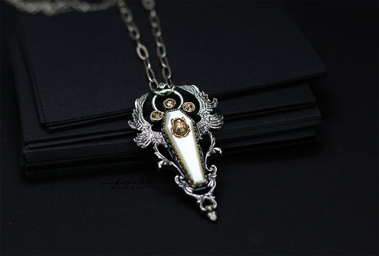 Aetherwing Scarab, Sterling Silver & Mother of pearl Pendant