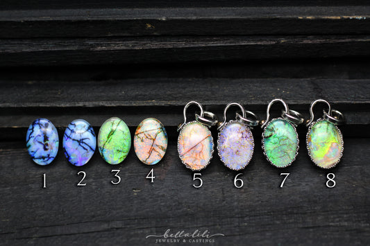 Medium Opal Doublet Pendant in Sterling Silver