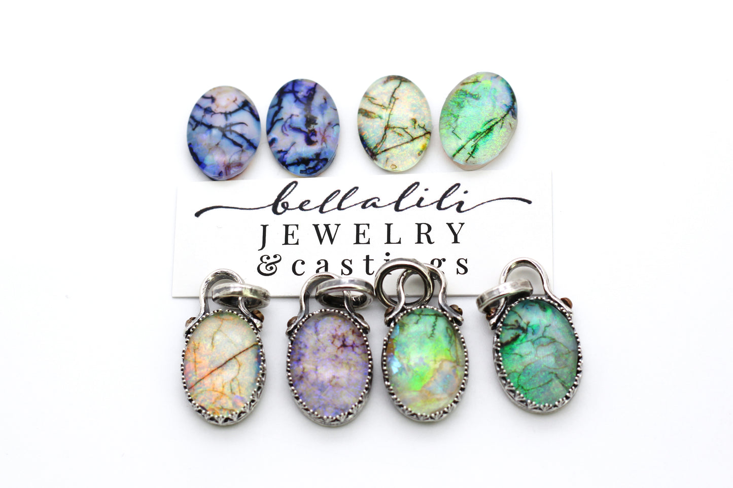 Medium Opal Doublet Pendant in Sterling Silver