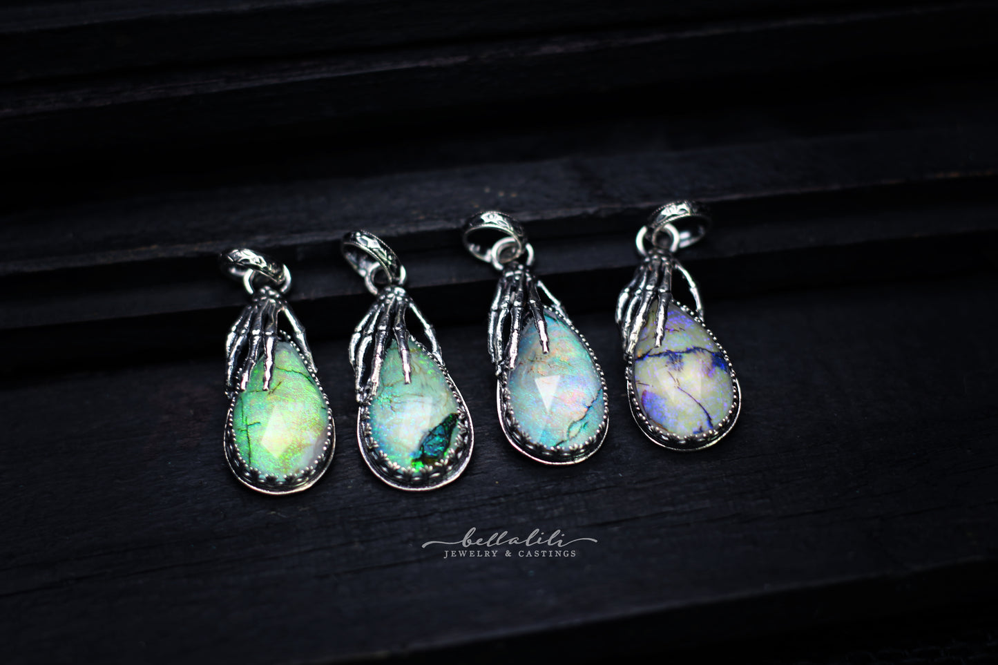 Lost Opal, Large Doublet Pendant in Sterling Silver