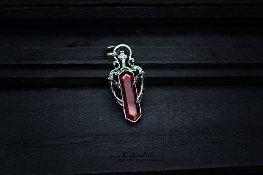 Sale!  Cracked Open, Garnet Pendant in Sterling Silver