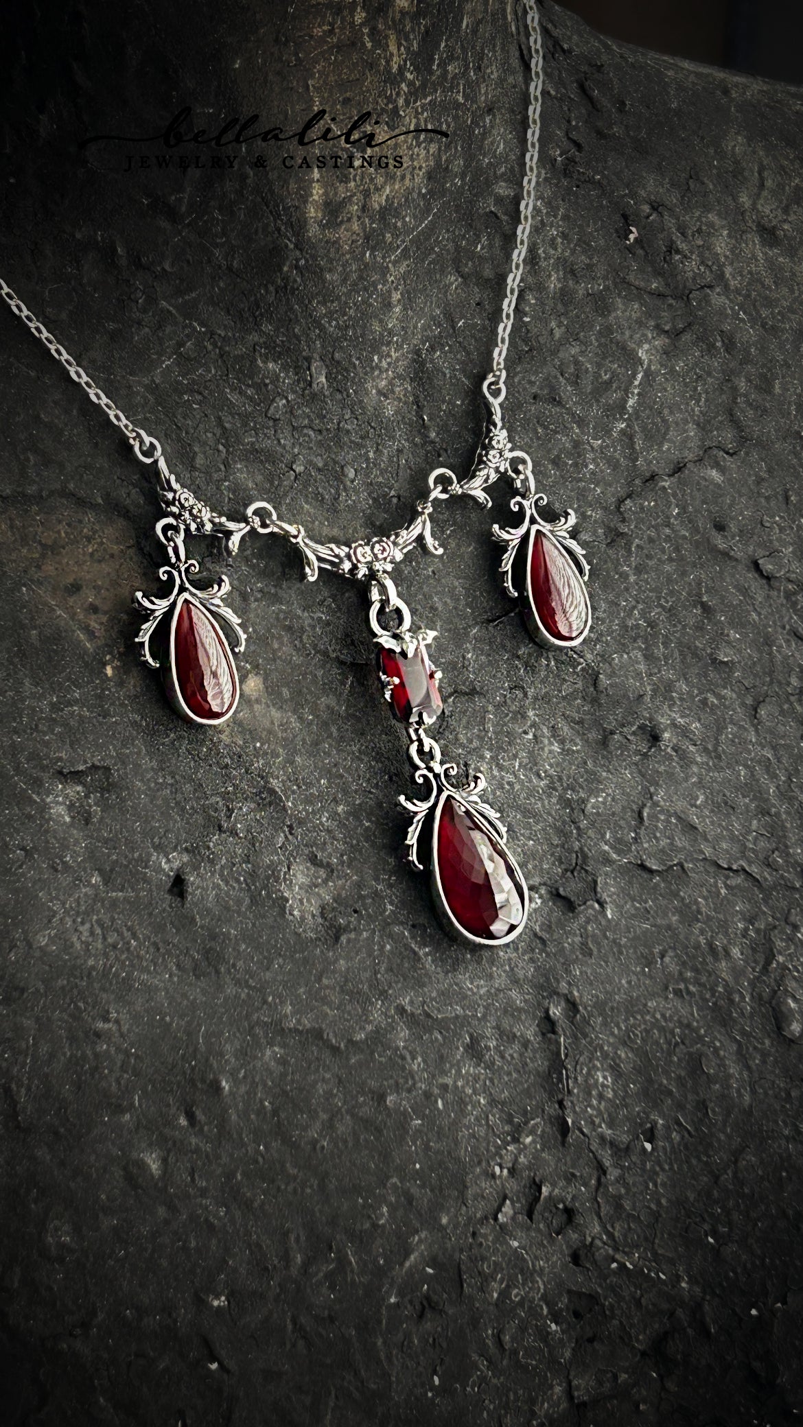 Cruenta, House of Garnet, Sterling Silver handmade Jewelry