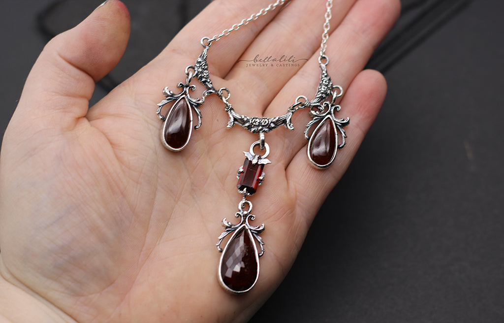 Cruenta, House of Garnet, Sterling Silver handmade Jewelry