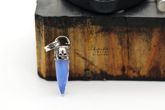 Blue Dagger Pendant, Blue Opalite Sterling Silver