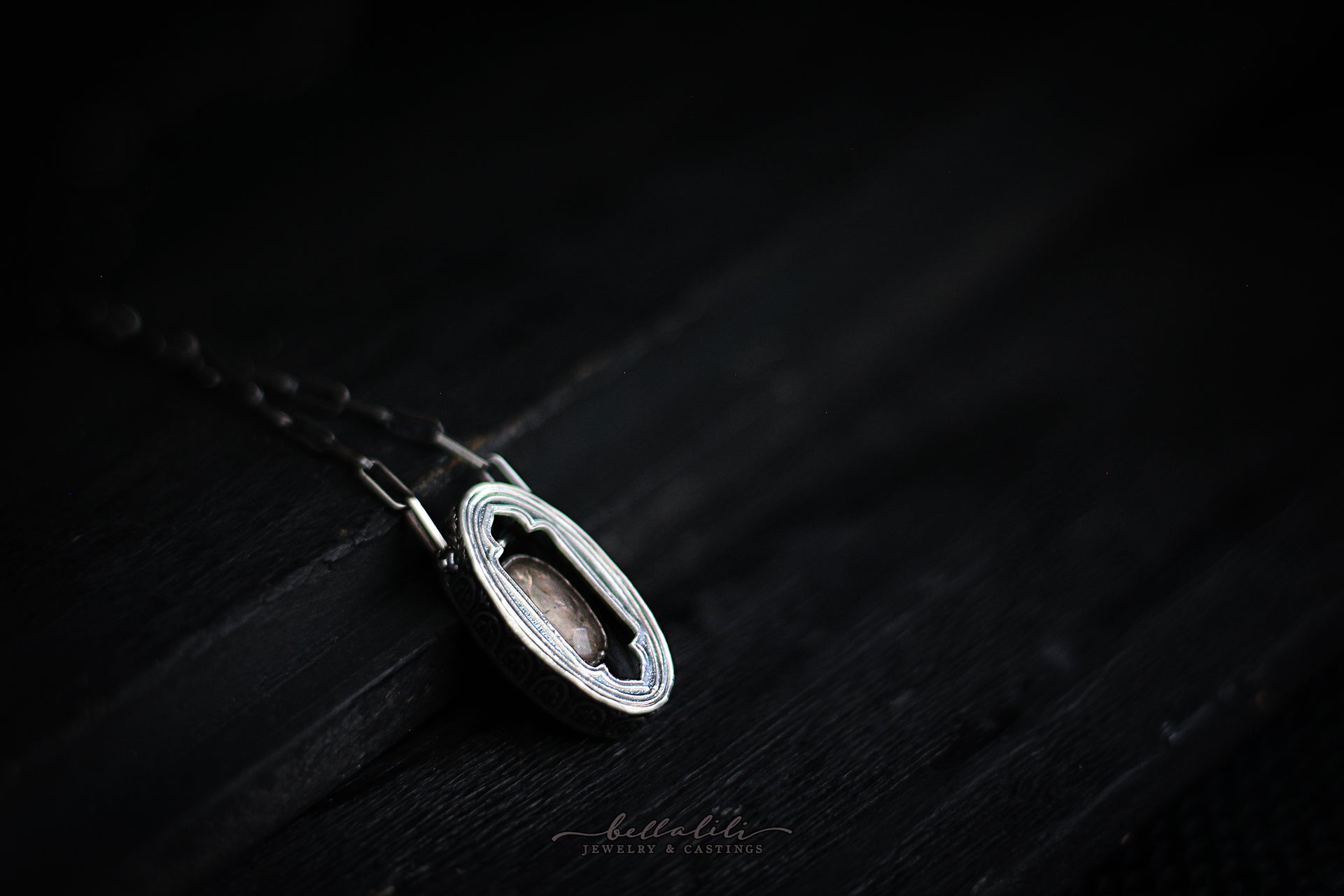 Ambry, Shadowbox No10, Morganite & Sterling Pendant