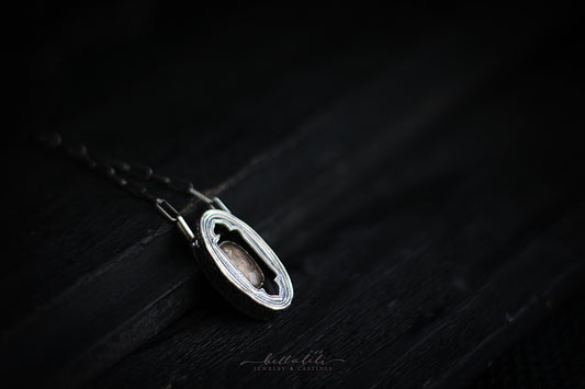 Ambry, Shadowbox No10, Morganite & Sterling Pendant